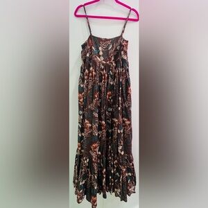 NATURAL LIFE Floral Midi Dress - Brown and Green